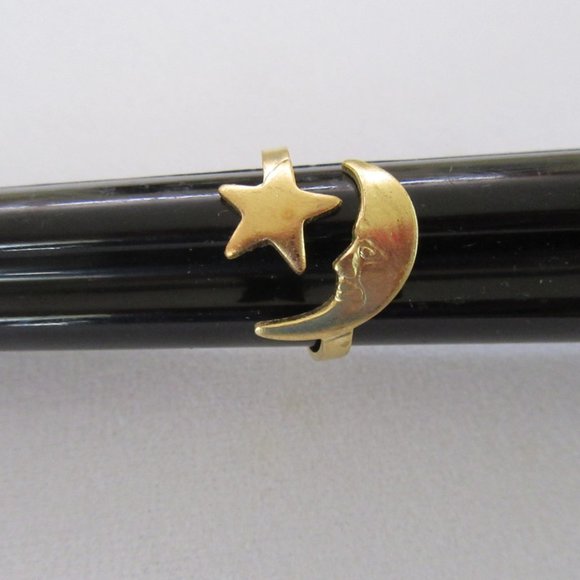 Crescent moon & star gold tone adjustable ring 7 - Picture 8 of 11